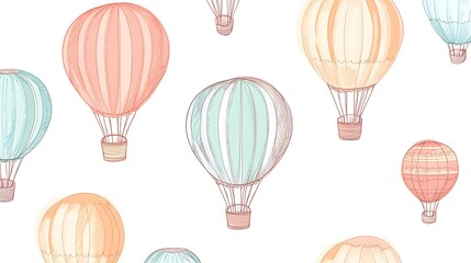 Colorful Hot Air Balloons Pattern Illustration