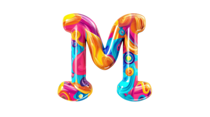 3D Carnival colorful and playful M alphabet single letter