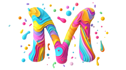 3D Carnival colorful and playful M alphabet single letter