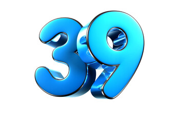 Blue number 39 3d illustration. Advertising signs. Product design. Product sales
