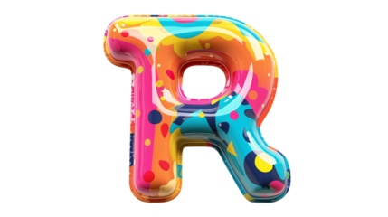 3D Carnival colorful and playful R alphabet single letter