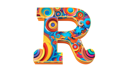 3D Carnival colorful and playful R alphabet single letter