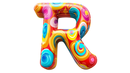 3D Carnival colorful and playful R alphabet single letter