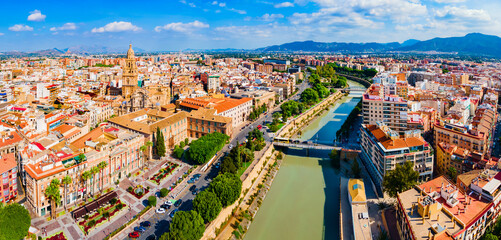 Obraz premium Murcia city aerial panoramic view in Spain