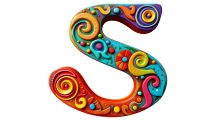 3D Carnival colorful and playful S alphabet single letter