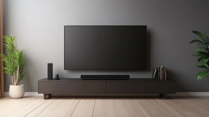 Sleek TV console with a minimalist design,