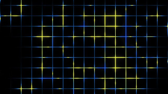 A stylish grid background made from glowing lines that animate into formation with electrically pulsating retro neon colours.
