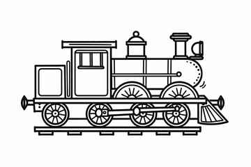 Charming Steam Locomotive: A Fun and Simple Train Coloring Page Illustration 
