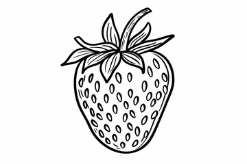 Juicy Strawberry Sketch: A Simple yet Elegant Coloring Page 