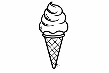 Delicious Ice Cream Cone Coloring Page Illustration - Perfect for Summer Fun and Kids' Creativity" 