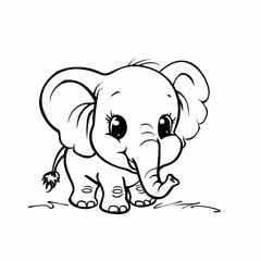 Fototapeta premium Adorable Baby Elephant: Playful and Cute Coloring Page 
