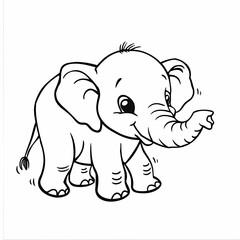 Fototapeta premium Adorable Baby Elephant: Playful and Cute Coloring Page 