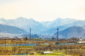 Japan beautiful scenic views from a train, landscapes and panoramas