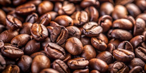 Fototapeta premium Soft focus shot of medium-dark roasted peaberry coffee beans with a depth of field effect