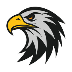 Bold eagle head mascot illustration, ideal for sports team logos and strong, dynamic branding.