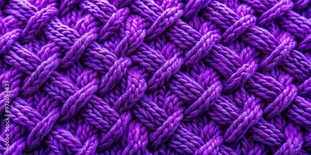 Fototapete closeup of knitted handmade texture in ultraviolet hues, creating an abstract and intricate pattern