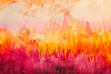 Fototapeta premium The painting is a colorful abstract piece with a lot of orange and pink tones