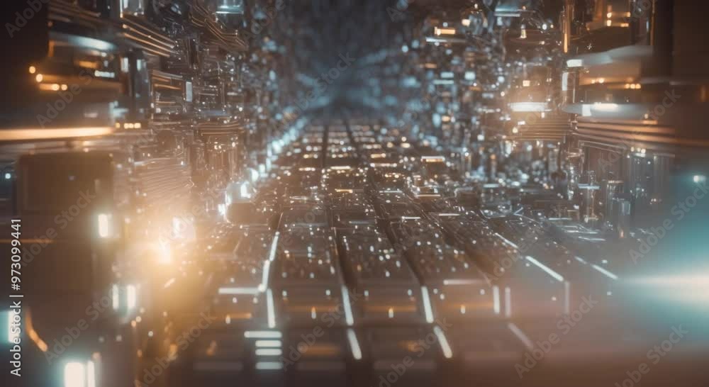 Poster quantum computer environment with digital technology processing unit of an advanced artificial intel