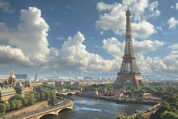 Naklejka premium Paris 2024 Olympic Games - Fireworks and Celebration. Beautiful simple AI generated image