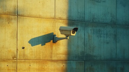 Modern security cameras on the walls of buildings