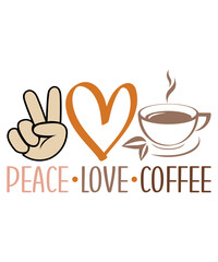 Peace Love Coffee T-Shirt Design, Coffee T-Shirt, Coffee Mug Design