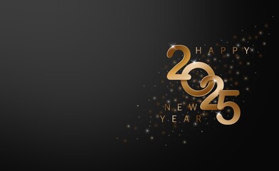 Happy New Year 2025 Golden Golden Assistance. With unique and luxurious numbers. Premium illustration for posters, banners, calendar and greetings.