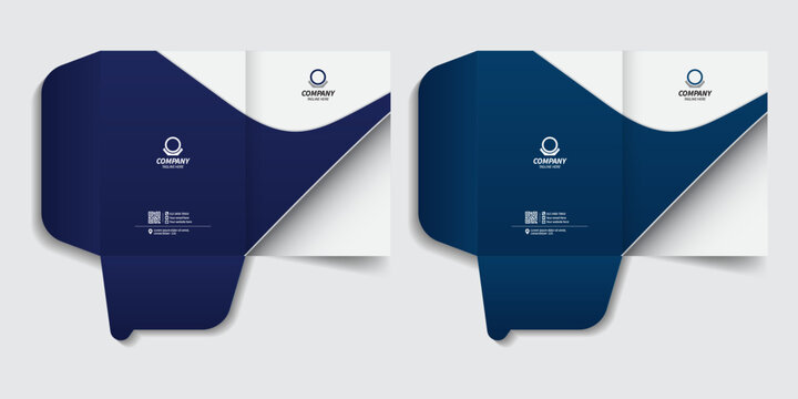 Modern and stylish file folder report cover stationery template, with creative colorful design, logo and contacts section
