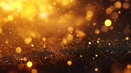 Fototapeta premium Gold Bokeh Particles Floating in a Christmas Background with Shimmering Effects