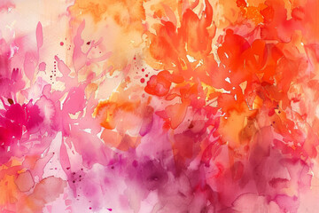 Fototapeta premium A painting of flowers with a pink and orange background