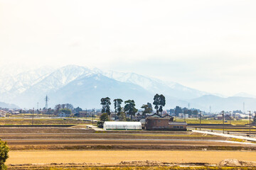 Japan beautiful scenic views from a train, landscapes and panoramas