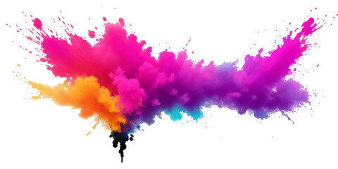 Bright colorful watercolor splash splatter stain brush strokes on white background. Modern vibrant aquarelle spot. Aquarelle explosion on white. Element. Vector watercolor illustration isolated design