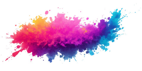 Bright colorful watercolor splash splatter stain brush strokes on white background. Modern vibrant aquarelle spot. Aquarelle explosion on white. Element. Vector watercolor illustration isolated design