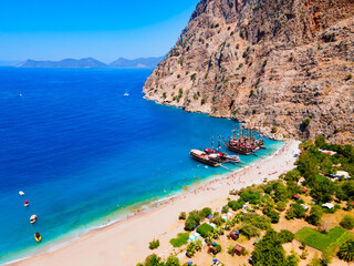 Obraz premium Butterfly Beach aerial panoramic view in Turkey