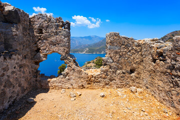 Greek church byzantine ruins at Gemiler or St. Nicholas Island in Turkey