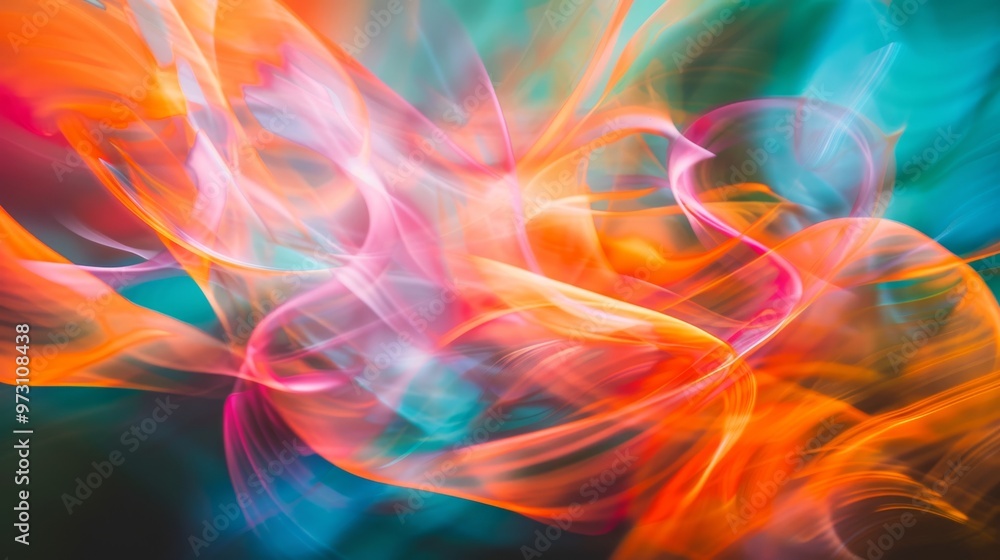 Poster blurred and vivid light patterns form a captivating display of abstract colors and shapes, creating 