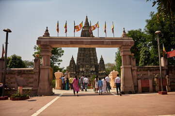 Mahabodhi Temple, Mahābodhi Mahāvihāra, Buddhist temple in Bodh Gaya, Bihar, India  Main Gate,...