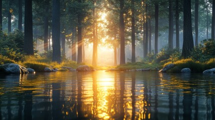 Serene Sunrise at Vibrant Tropical Beach with Palm Trees