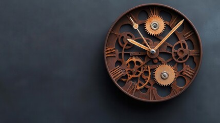 Fototapeta premium Vintage clock with rusted gears exposed, time frozen in place antique clock, timeworn mechanics, frozen in time