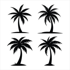 Tropical Palm Trees set Silhouette for Beach and Summer Themes