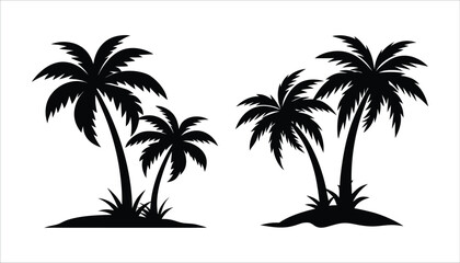 Tropical Palm Trees set Silhouette for Beach and Summer Themes