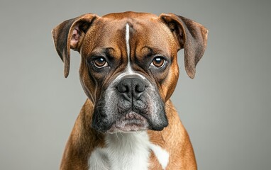 Fototapeta premium angry dog isolated on clear gray background 