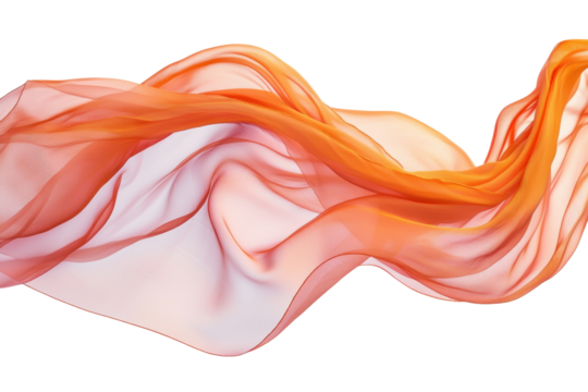 Elegant orange and white flowing fabric, abstract and delicate, perfect for backgrounds or design projects, conveying a sense of movement and grace.