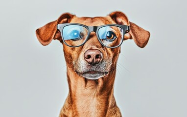 Studio partrait dog isolated on clear gray background 