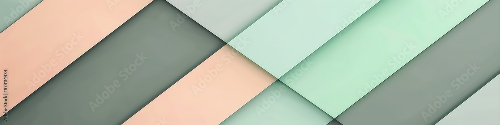 Poster a minimalist layered abstract background with overlapping geometric patterns in shades of gray, mint