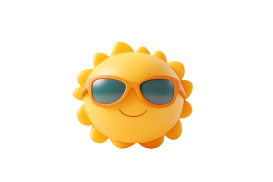 Minimalistic Cartoonish Flat Matte Sun Icon | Isolated on Transparent & White Background | PNG File with Transparency