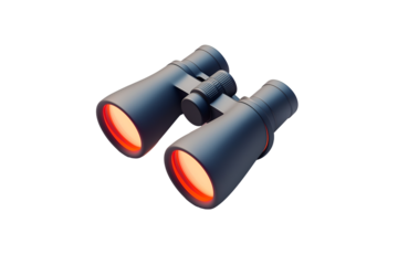 Minimalistic Cartoonish Flat Matte Binoculars Icon | Isolated on Transparent & White Background | PNG File with Transparency