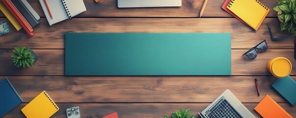 Digital workshops flat design top view learning 3D render vivid