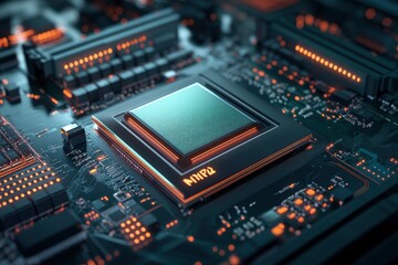 Fototapeta premium AMD Ryzen Threadripper highperformance workstation processor with architecture under technological with generative ai