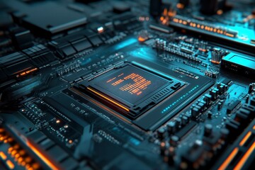 Fototapeta premium AMD Ryzen Threadripper highperformance workstation processor with architecture under technological with generative ai