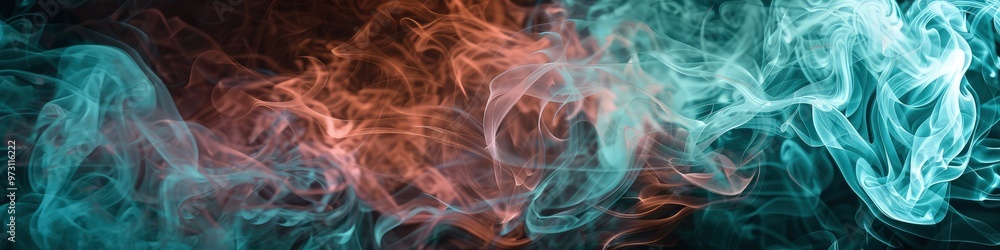 Aufkleber a minimalist smoke abstract background featuring gentle curls of coral and turquoise vapor, creating